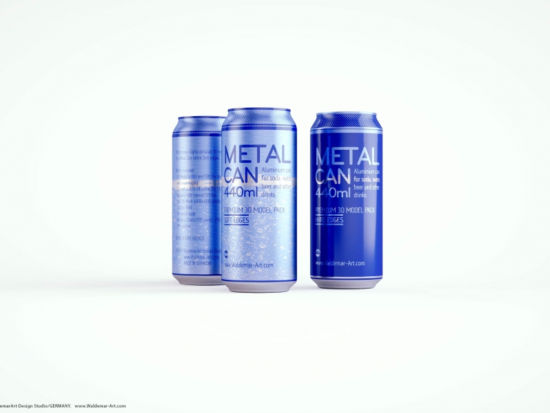 3d packaging model of Metal Standard Beer/Soda Can 440ml
