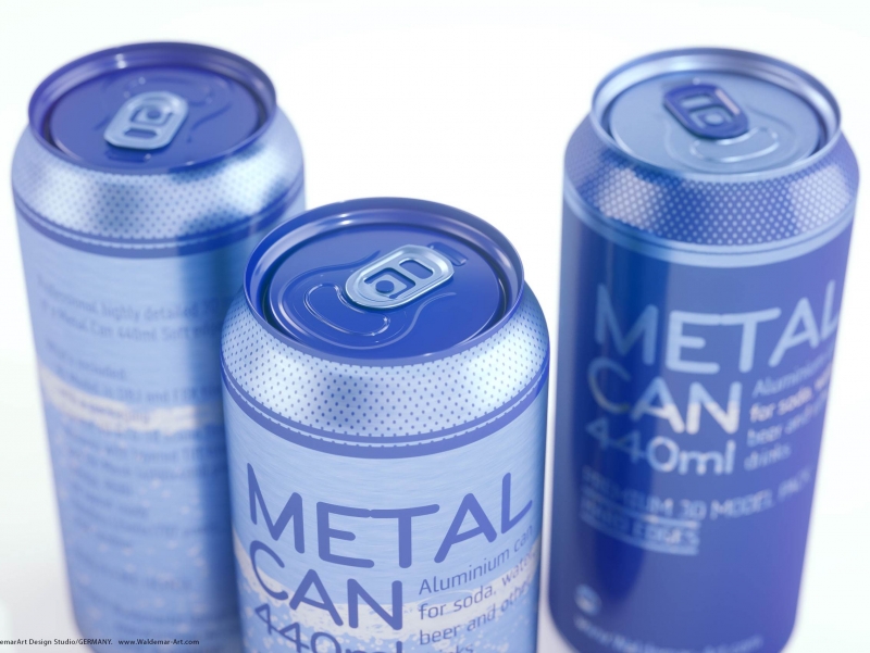 3d packaging model of Metal Standard Beer/Soda Can 440ml
