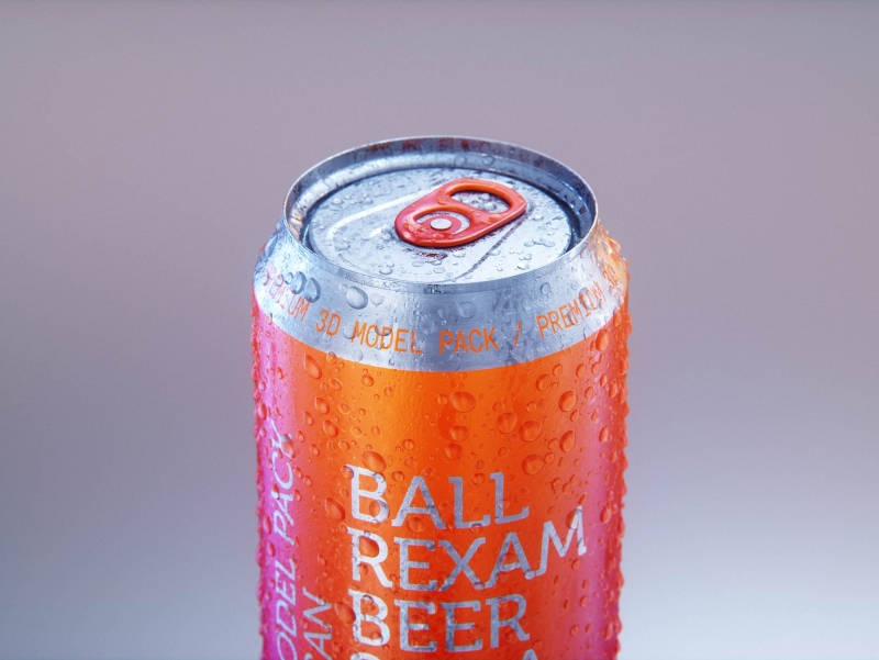 Metal Beer/Soda can 500ml with water droplets and condensation professional 3D model pack