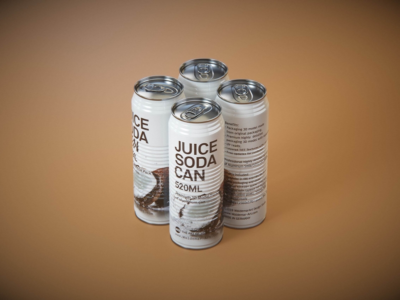 Juice Metal  Can 520ml Premium packaging 3D model pack