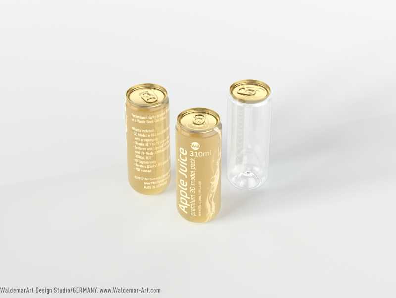 Plastic sleek can 3D packaging model 330/310ml
