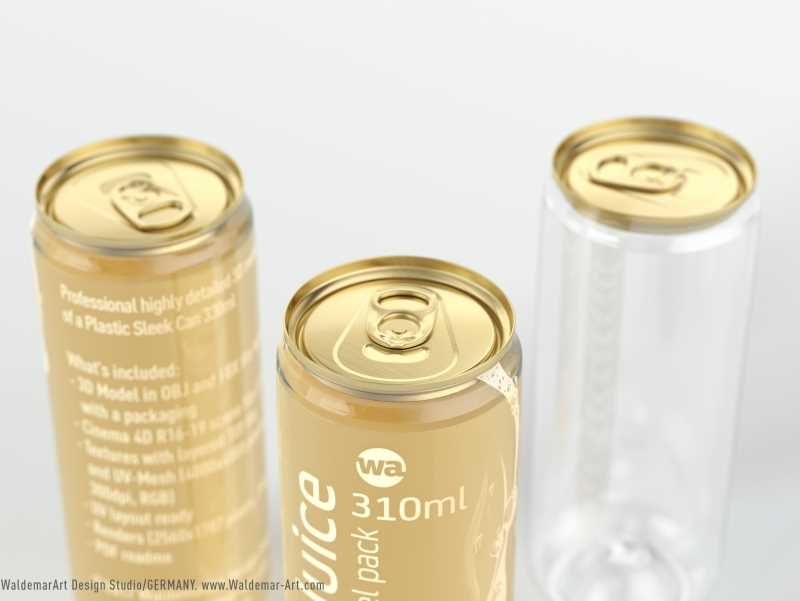 Plastic sleek can 3D packaging model 330/310ml