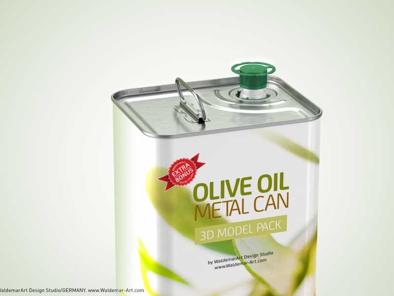 Olive Oil Tin Metal Can 3le 3D model with handle + bonus