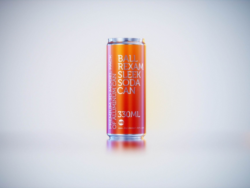 Metal Sleek can 330ml with water droplets and condensation professional 3D model pack