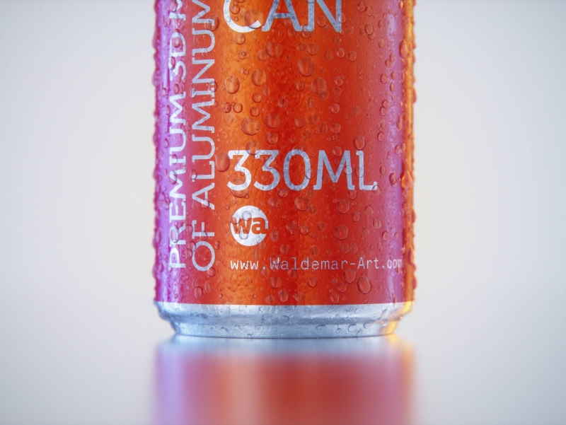 Metal Sleek can 330ml with water droplets and condensation professional 3D model pack