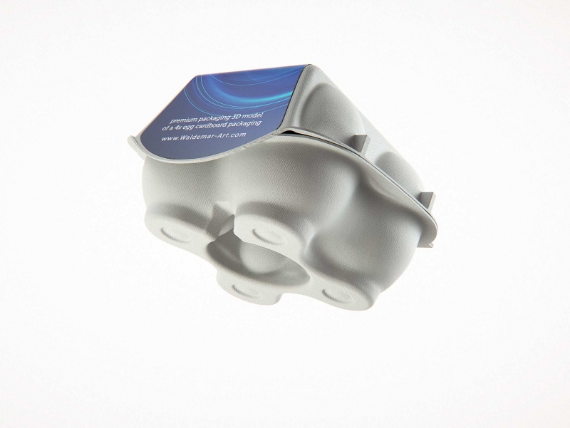 x4 Egg Cold Pressed Paper Carton box packaging 3D model pack