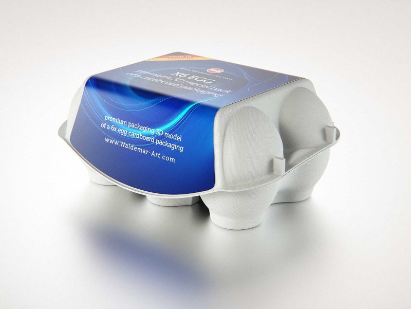 6x Egg Cold Pressed Paper Carton box packaging 3D model pack