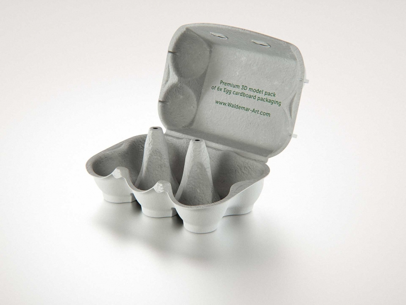 6x Egg Cold Pressed Paper Carton box packaging 3D model pack