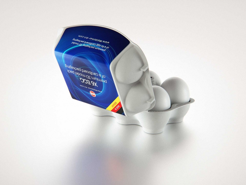 6x Egg Cold Pressed Paper Carton box packaging 3D model pack