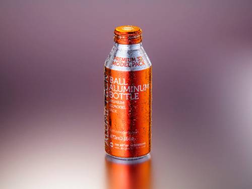 Premium Packaging 3D Model Set of Alumi-teck Metall Bottle 16oz with water condensation