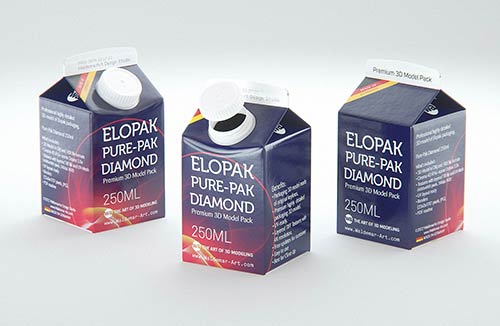 Packaging 3d model of a Mineral water glass bottle 500ml with a glass of water