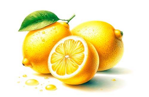 Whole Orange, sliced orange with Blossoms and leaves premium watercolor illustration