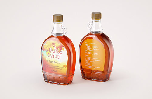 Fruit Secco glass bottle packaging 3D model 200ml with a screw cap and a glass of fruit wine