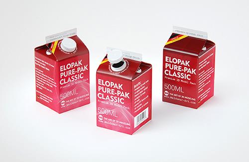 Premium carton packaging 3D model of Elopak Pure-Pak Classic Curve 1000ml with tethered cap TwistFlip 29