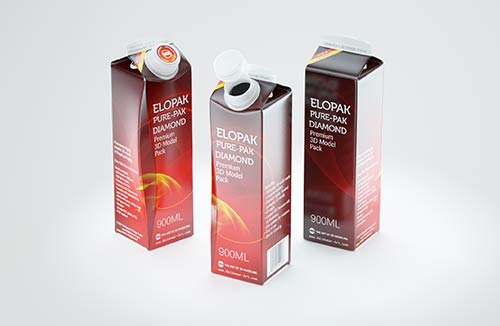 Packaging MockUp of Tetra Pack Brick Aseptic 1000ml with LightCap30 Front-Side View