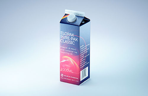 Elopak 3d model - Pure-Pak Classic 500ml packaging 3d model