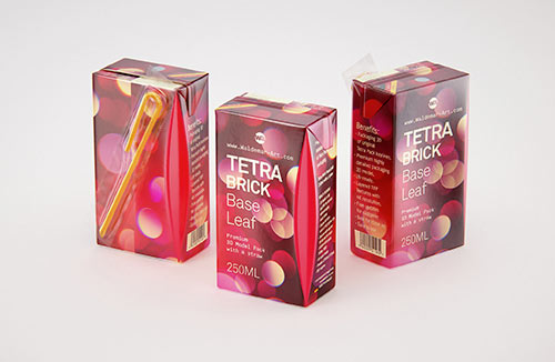 Packaging MockUp of Tetra Pack Brick Aseptic 1000ml with LightCap30 Front-Side View