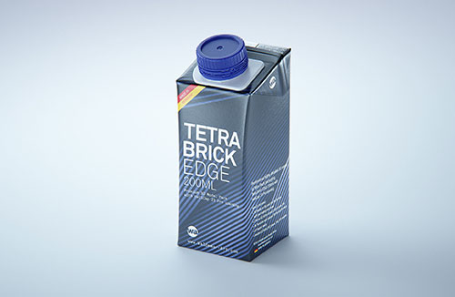 Premium packaging 3d model of Tetra Pack Prisma Square 330ml with tethered cap DreamCap 26 Pro