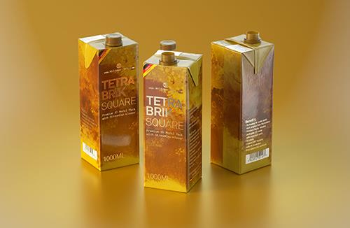 Mockup of Tetra Pack Brick 1000ml Square with HeliCap 27 - Side view