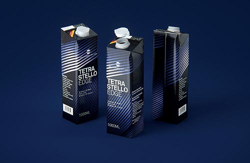 Packaging MockUp of Tetra Pack Evero Aseptic Base-D 1000ml with OrionTop-O38A Front-Side View