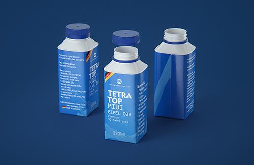 Packaging MockUp of Tetra Pack Evero Aseptic Base-D 1000ml with OrionTop-O38A Front-Side View