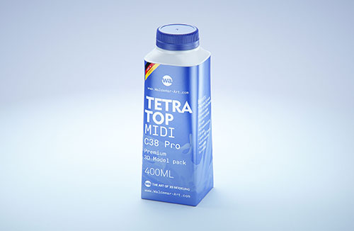 Tetra Pack Brick Square 500ml with StreamCap Premium 3D model pak