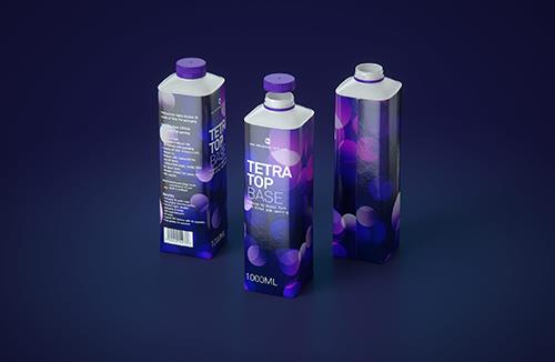 Premium carton packaging 3D model of Elopak Pure-Pak Classic Curve 1000ml with tethered cap TwistFlip 29