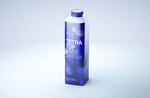 Tetra Pack Brick Mid 1000ml with FlexiCap PSD Mockup Front View