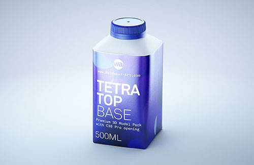 Tetra Pack Brik EDGE 250ml with tethered cap HeliCap 23 Pro packaging 3d model