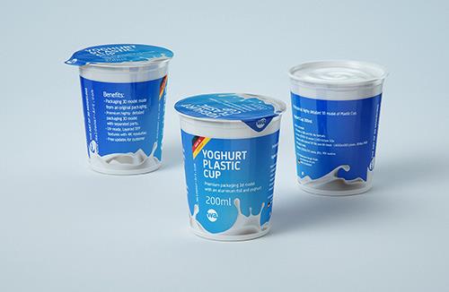Premium Packaging 3D model of Yoghurt Plastic Cup 200ml