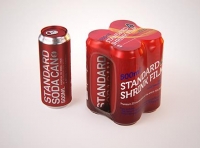 Premium packaging 3D Model of 4x500ml Standard Beer/Soda Cans in Smooth Shrink Film Wrap