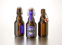 Beer glass bottle 330ml 3d model with Swing Top closure