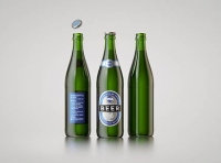 Standard Beer Bottle 3D model NRW 500ml with Crown cork and labels