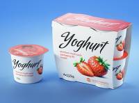 Carton multi-pack packaging for 4x115g plastic cups of yoghurt - premium 3D model