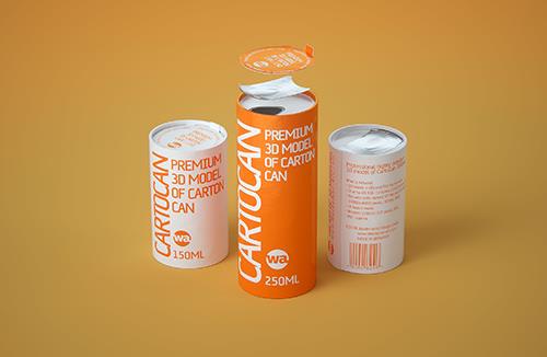 CartoCan 150ml and 250ml Premium packaging 3D model pak.