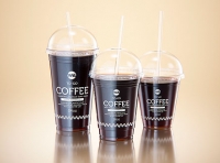 Cold Coffee To-Go - Plastic Cups with DOME lids 3D model pack (24oz, 16oz, 12oz)
