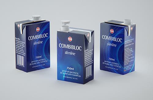 Packaging 3D model of the SIG Combibloc Slimline 750ml with tethered cap CombiCap