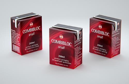 SIG CombiBloc Small 200ml with perforation and a straw hole packaging 3D model pak