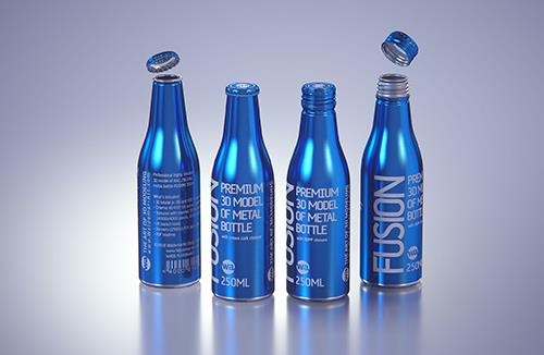 Ball/Rexam Fusion metal bottle 250ml premium 3d model with ROPP and Crown closures