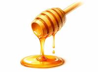 Honey flowing from a wooden stick onto the floor premium digital watercolor illustration