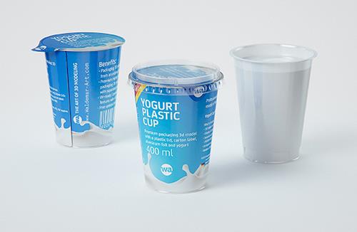Yoghurt Plastic Cup 400ml Premium packaging 3D model