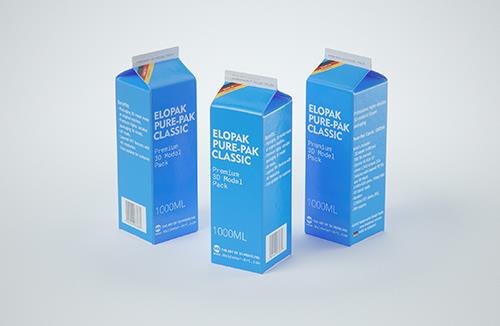 Elopak Pure-Pak Classic 1000ml (no opening) Premium carton packaging 3D model pack