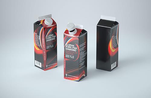 Elopak Pure-Pak Diamond Curve Slim 500ml Premium packaging 3D model