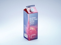 Premium carton packaging 3D model of Elopak Pure-Pak Sense Linea 1000ml with tethered cap TwistFlip 29