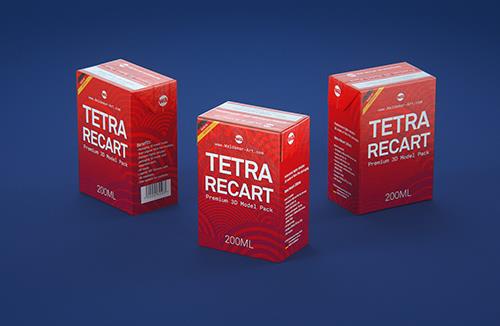 Tetra Pack Recart 200ml Premium carton packaging 3D model pak