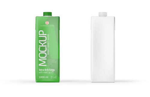 Mockup of Tetra Pack Brick 1000ml Square with HeliCap 27 - Front view