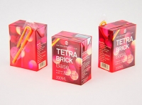 Tetra Pack Brick Base 200ml with Pull Tab and a packaged straw packaging 3d model pak