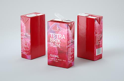 Tetra Pack Brik Slim 500ml with ReCap2 Premium package 3D model pak