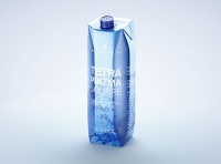 Premium packaging 3d model of Tetra Pack Prisma Square 1000ml with tethered cap HeliCap 26 Pro