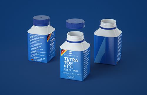 Tetra Top MIDI 200ml 3D model of carton package with Eifel O38 closure